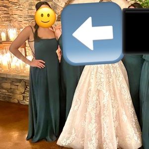 Green long W. Too Size 6 Fall wedding guest or bridesmaid dress - never altered